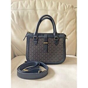 Fossil Satchel Crossbody Bag Ryder Signature Jacquard Fabric & Leather Black